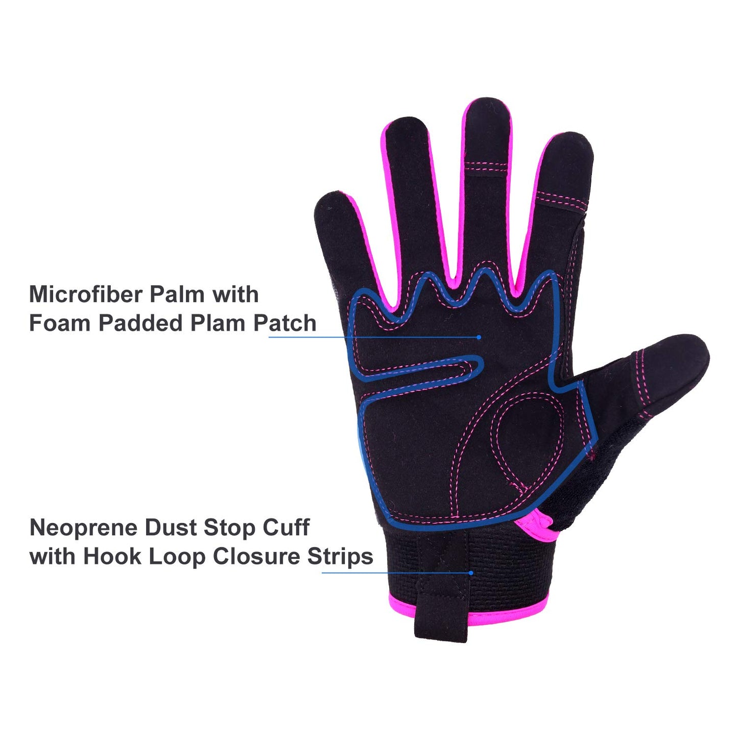 HLDD HANDLANDY Damen Utility Arbeitshandschuhe, ultraleichte Sicherheits-Arbeitshandschuhe, Mechaniker-Gartenarbeit, DIY-Arbeitshandschuhe mit Touchscreen (M, rosa)