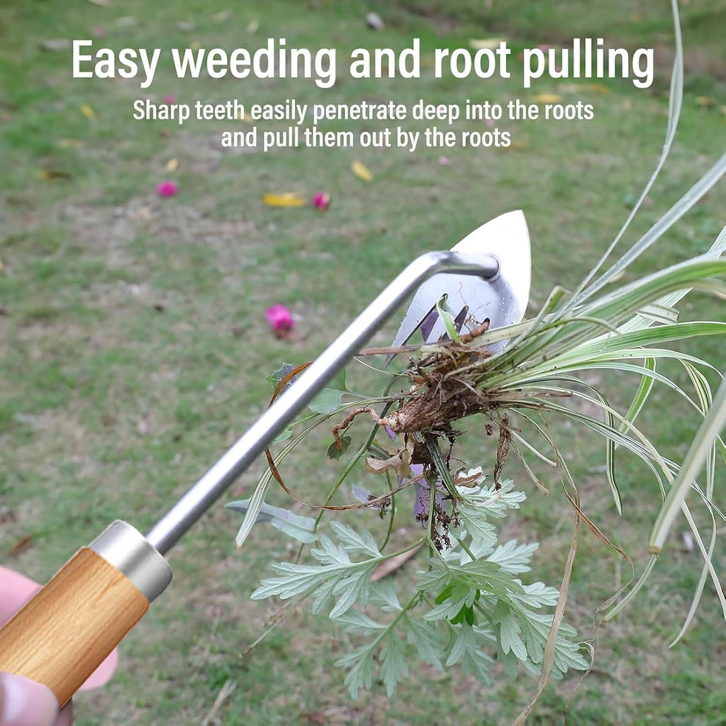 Hhaoysogd Gartenwerkzeug Set, 3 Teiliges Gartenhandwerkzeuge Klein Garden Tool Set mit Edelstahlschaufeln Unkrautstecher Harke für Pflanzen, Unkrautjäten, Rasenflächen und Gartenarbeit