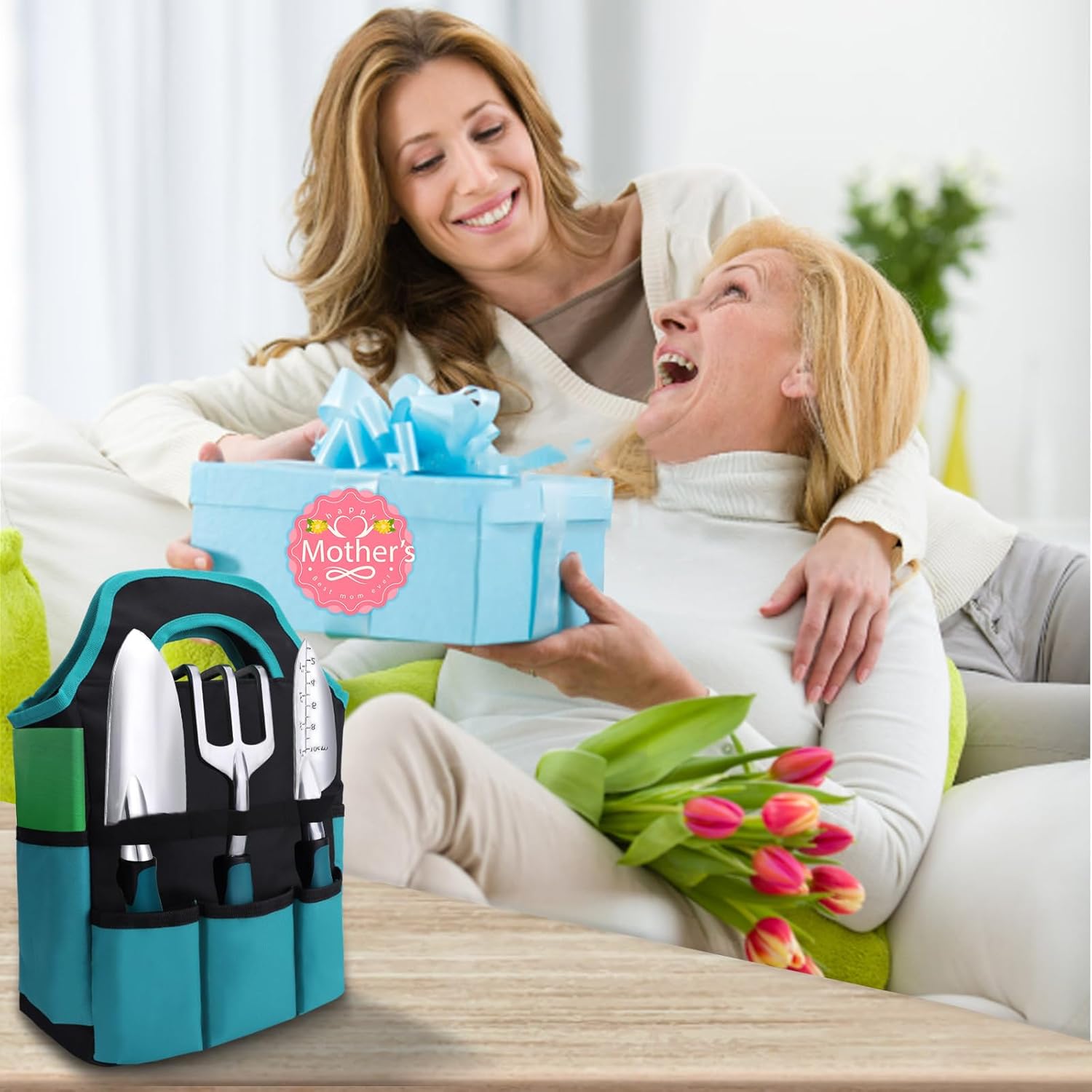 Kynup Gartenwerkzeug-Set, 7 Stück Garten Hand Werkzeuge, Rost-Sicht Gartenarbeit Set mit dauerhafter Aufbewahrungstasche, Ergonomischer Anti-Rutsch-Griff, ideale Gartengeschenke für Frauen und Männer