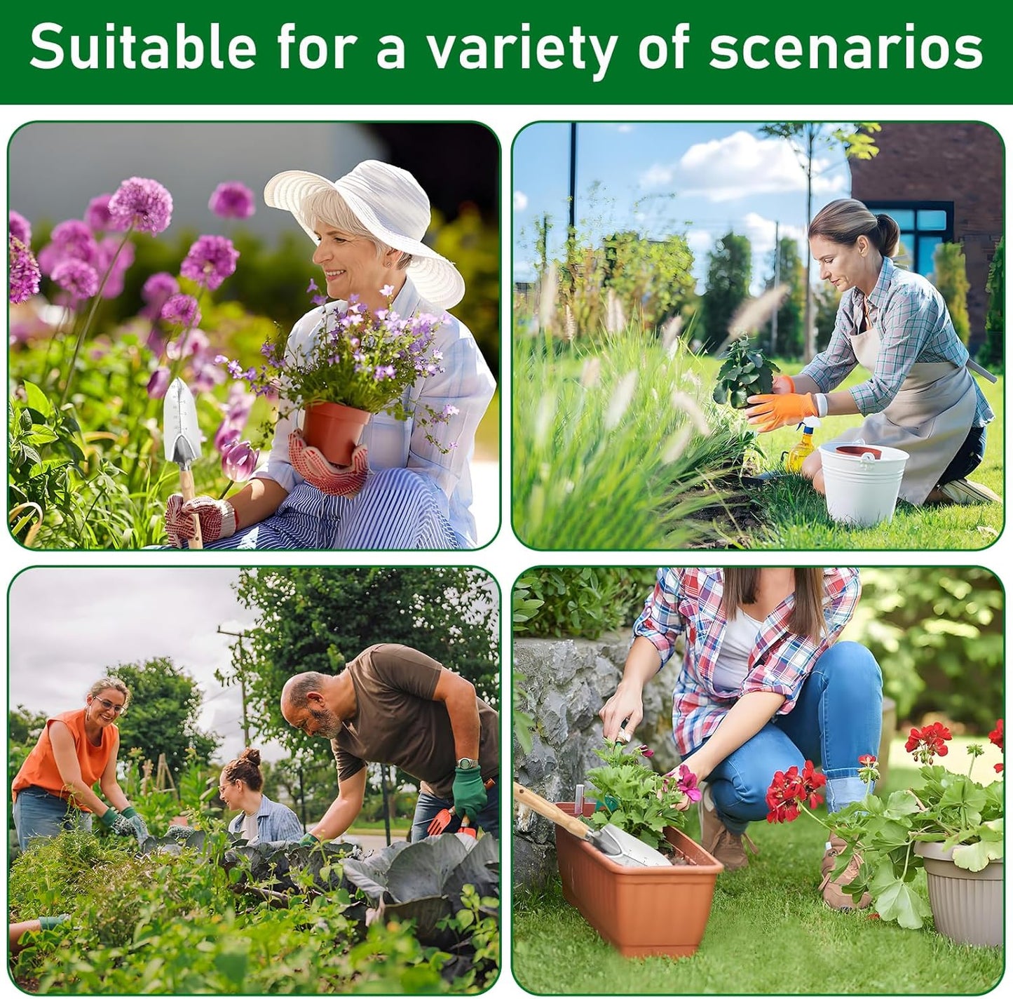 Hhaoysogd Gartenwerkzeug Set, 3 Teiliges Gartenhandwerkzeuge Klein Garden Tool Set mit Edelstahlschaufeln Unkrautstecher Harke für Pflanzen, Unkrautjäten, Rasenflächen und Gartenarbeit