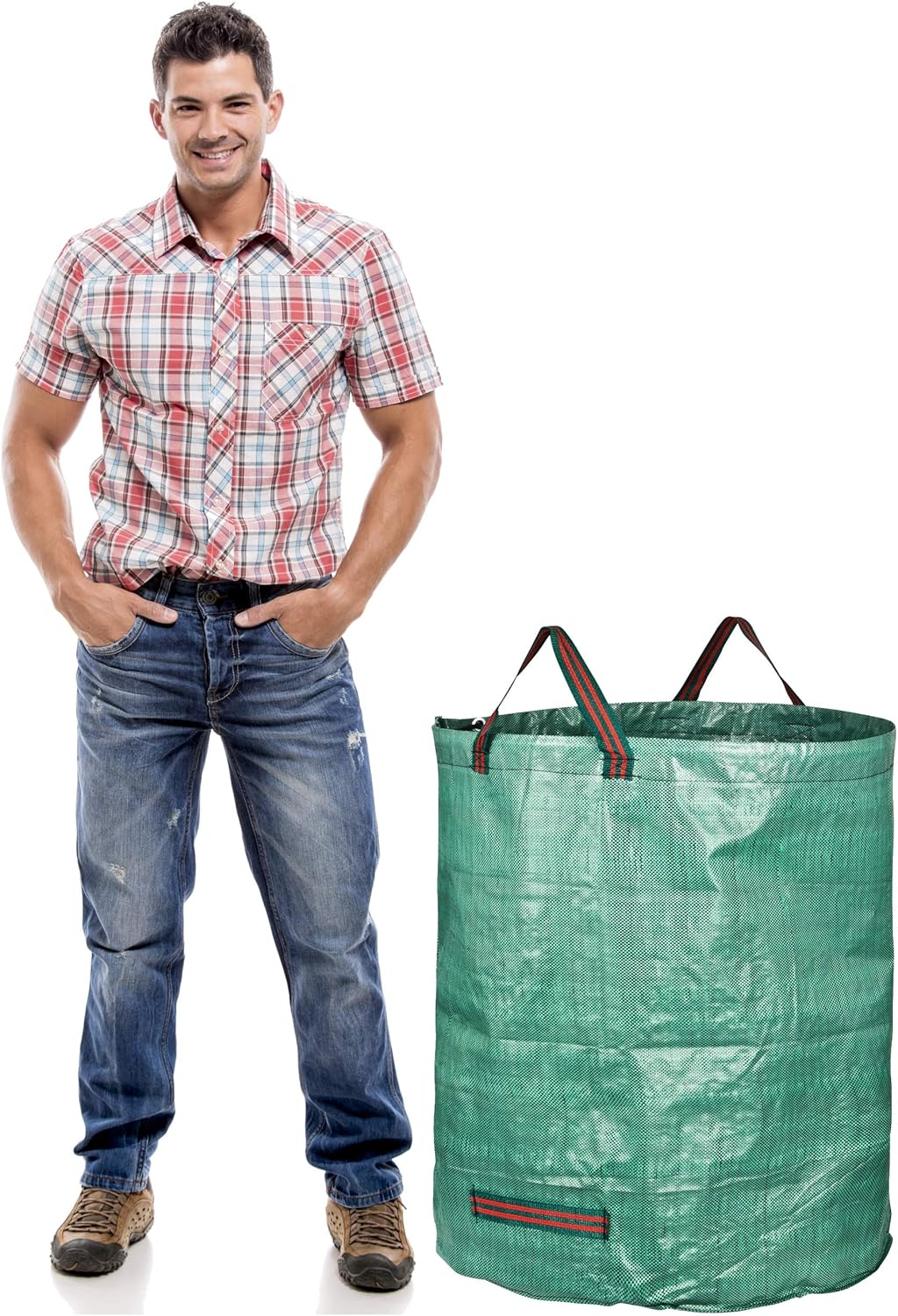 GardenMate 3X 272l Gartensack Laubsack Gartenabfallsack stabil - Gartensäcke für Gartenabfälle - Laubsäcke Rasenschnitt - Grünschnittsäcke faltbar, groß, robust aus Polypropylen-Gewebe 150GSM