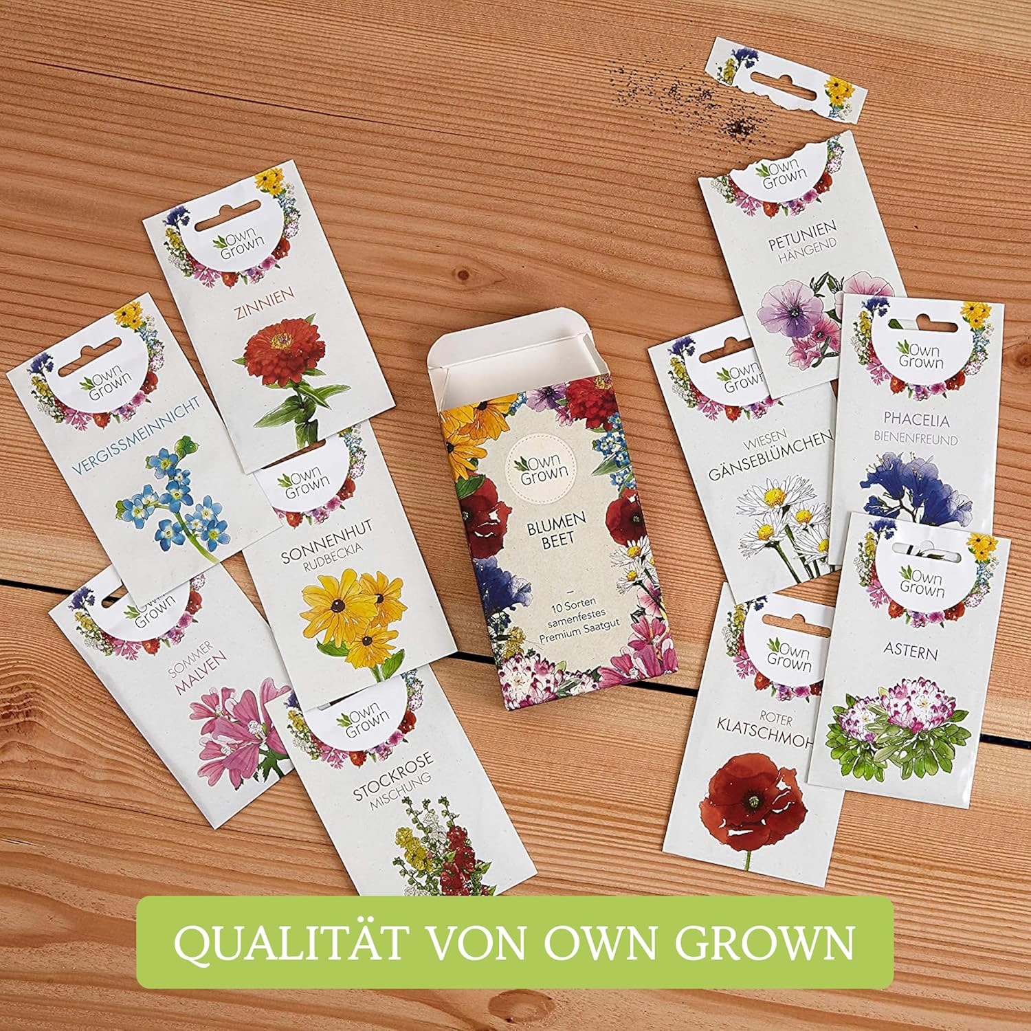 Blumen Samen für Garten und Balkon: 10 Sorten Premium Blumensamen Tütchen als Pflanzensamen Set – Balkonblumen Samen – Wildblumensamen Saatgut Balkon und Garten von OwnGrown