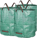 GardenMate 3X 272l Gartensack Laubsack Gartenabfallsack stabil - Gartensäcke für Gartenabfälle - Laubsäcke Rasenschnitt - Grünschnittsäcke faltbar, groß, robust aus Polypropylen-Gewebe 150GSM
